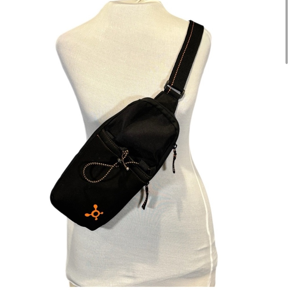 Black Sling Bag with Orange Accents